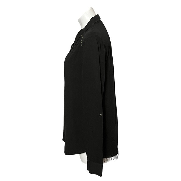 Miss Me Studded Button Down Blouse Size Medium Black - Picture 2 of 4